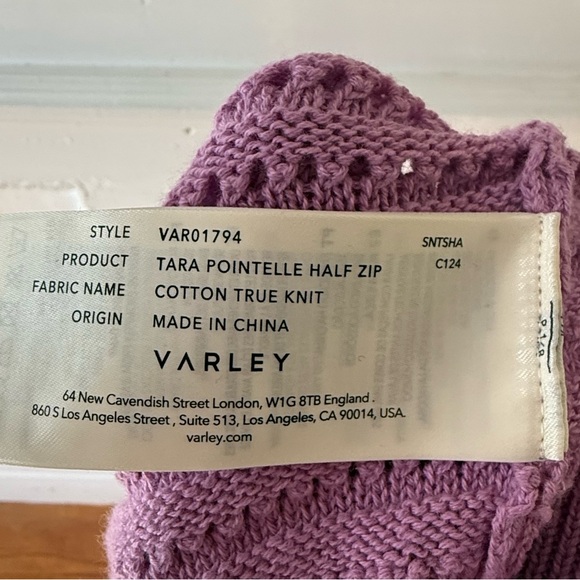 Varley Tara pointelle half zip knit pullover NWT size medium - Picture 5 of 10